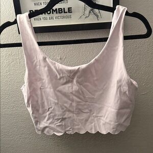 Soft Pink Scalloped Sports Bra